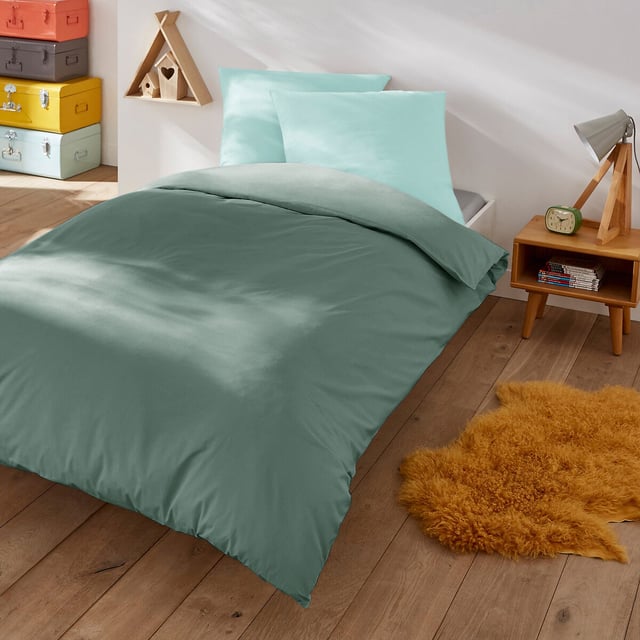 Housse de couette enfant en coton, Scenario - Vert forêt - 140 x 200 cm