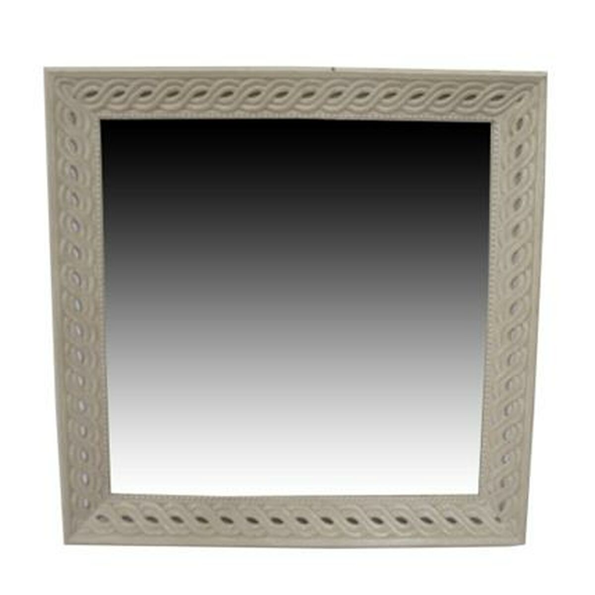 Espejo de pared home esprit blanco natural madera de mango romántico 92 x 6 x 92 cm