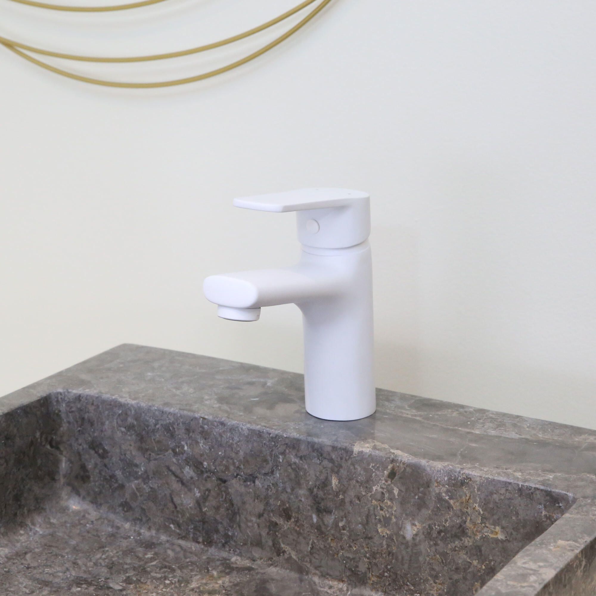 Full bateria umywalkowa matowa biel