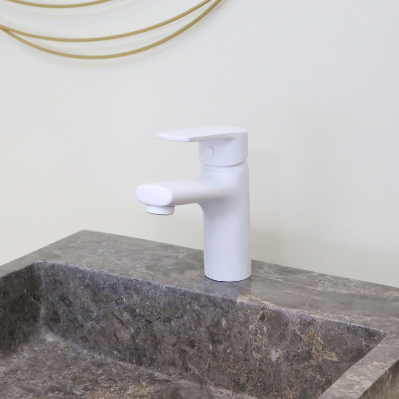 Full bateria umywalkowa matowa biel