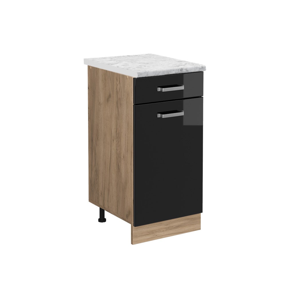 Vicco Szafka dolna do kuchni R-Line, Czarny wysoki połysk, 40 cm BR Marmur