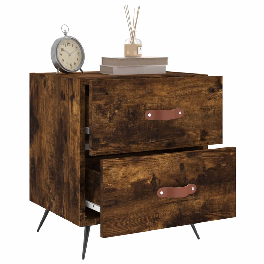 Maison Exclusive - Table de chevet chêne fumé 40x35x47,5 cm bois d’ingénierie - 7