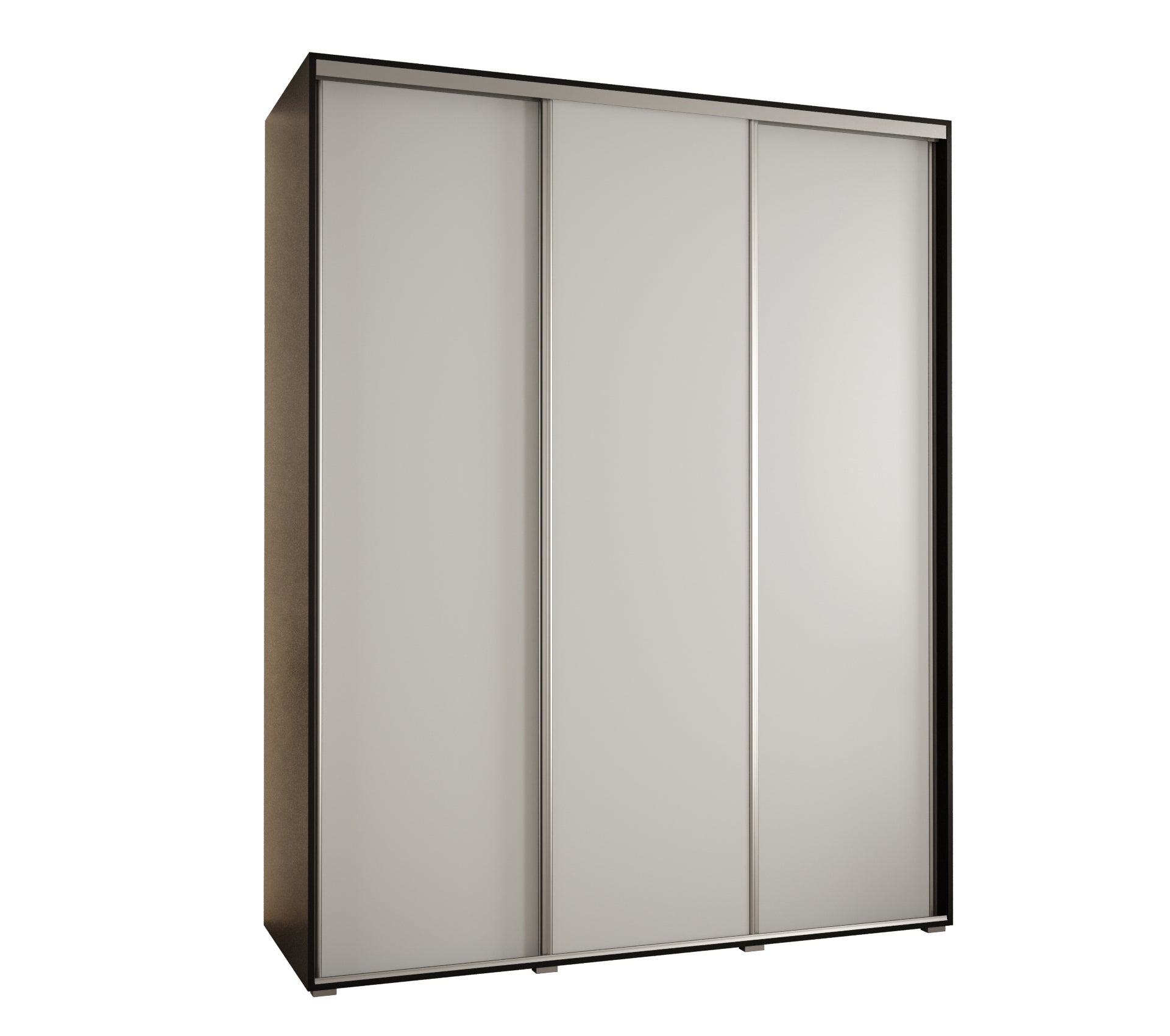 Szafa przesuwna wysoka Davos 1 190 x 45 x 235,2 cm czarny + biały + u. srebrny - Abiks Meble