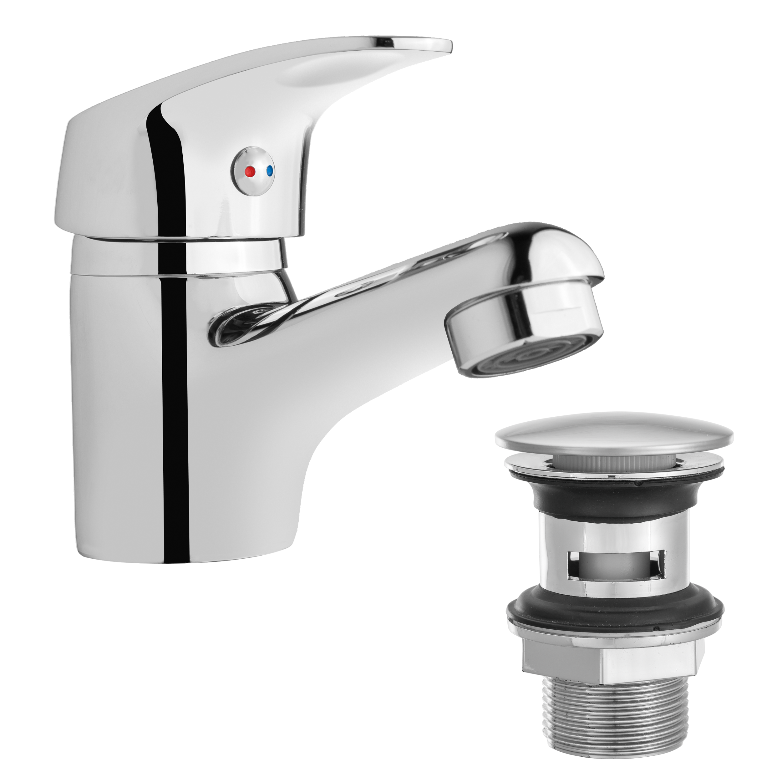 Bateria Umywalkowa Z Korkiem Stojąca Jednouchwytowa Chrom Połysk Invena AVA