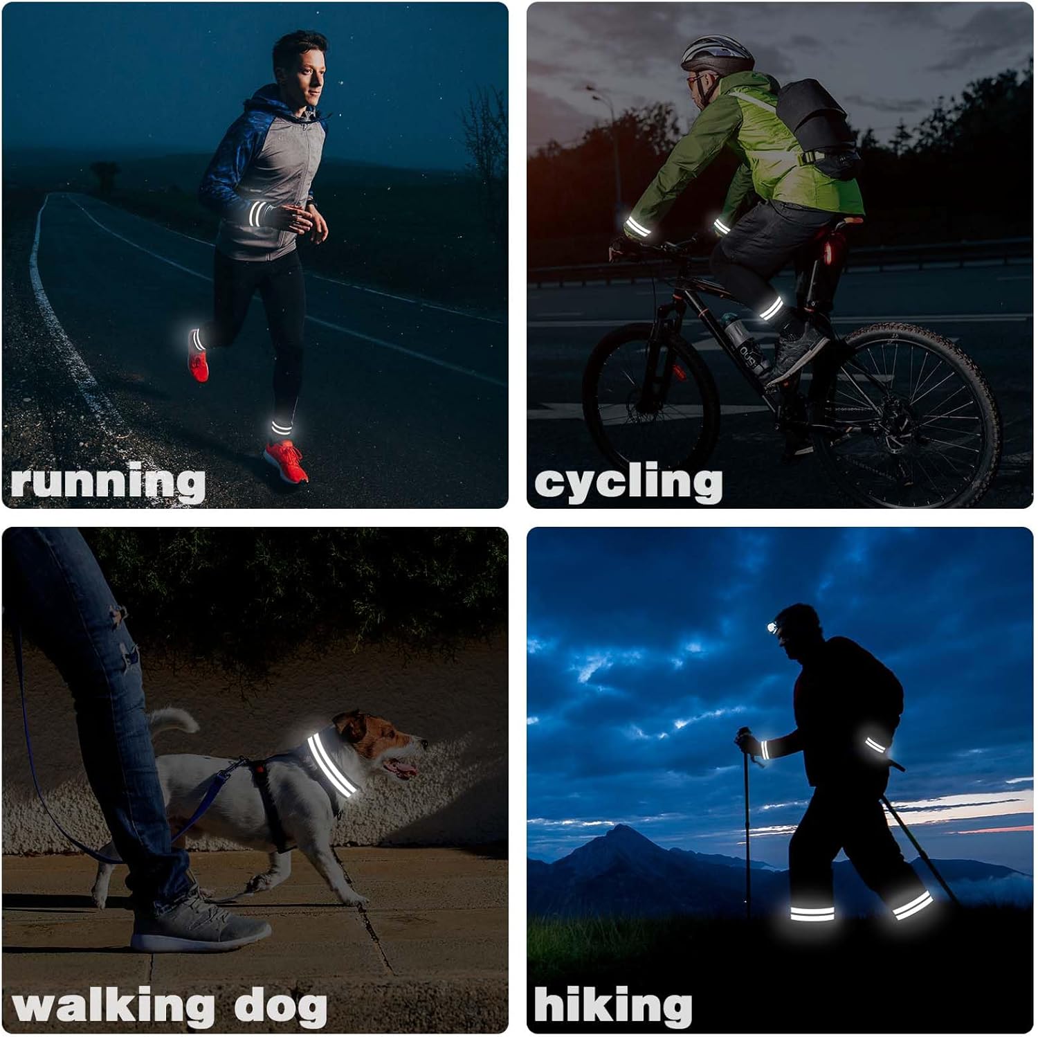 JOYIAL Fascette Riflettenti Per Ciclismo | 6 Pezzi Per Gambe E Braccia | Alta Visibilità Notturna