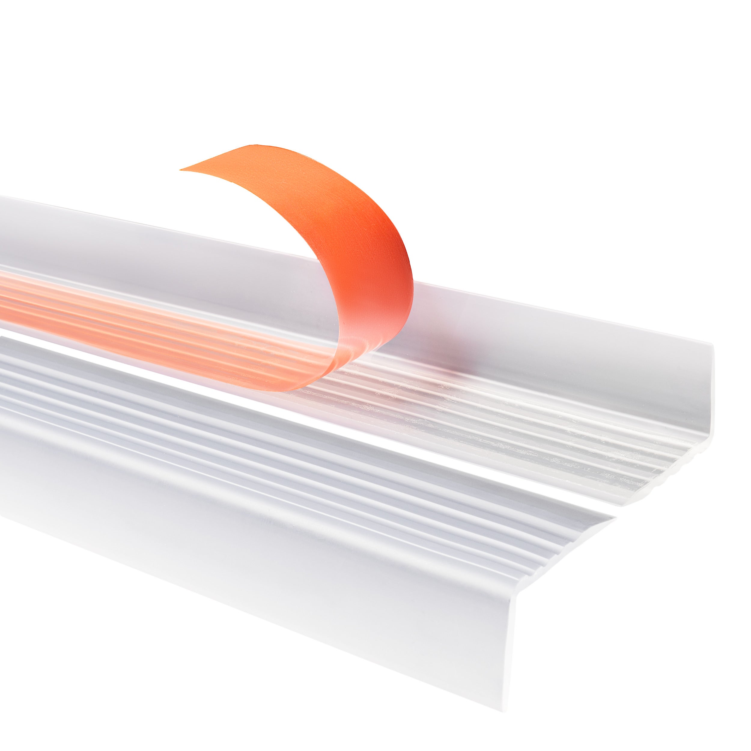 Samoprzylepny profil schodowy 40x25 mm PVC na krawędzie stopni z ryflowaniem - 110 cm, transparentny