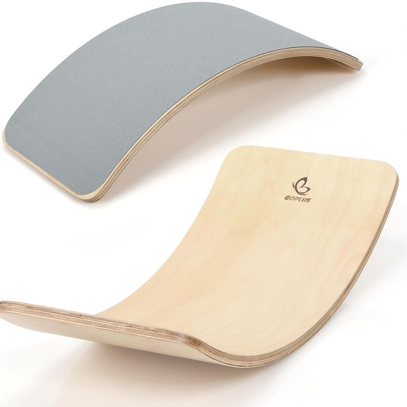 Deska Równoważna z Brzozy, Deska Równoważna z Zaokrąglonym Rogiem i Filcową Tkaniną, Nośność 220 kg, dla Dzieci i Dorosłych (Naturalna)