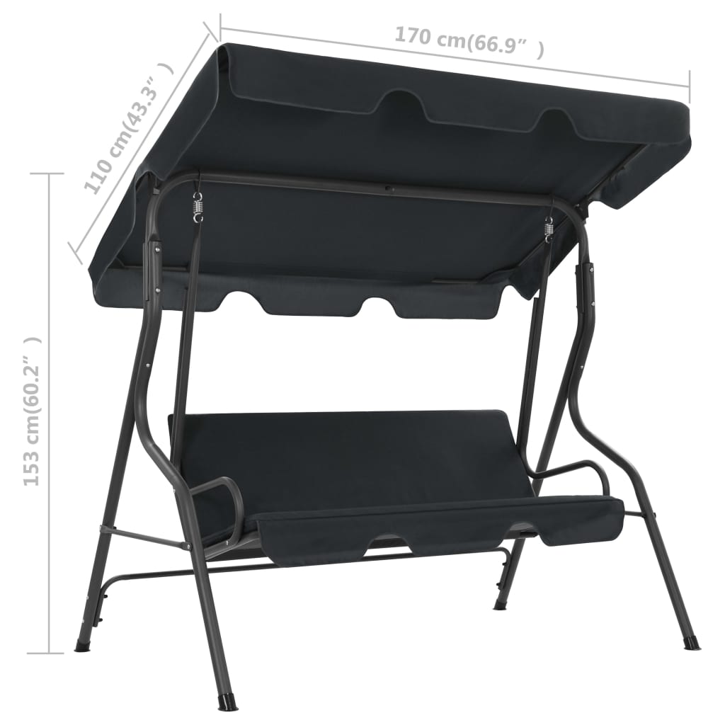 Balancelle de jardin Anthracite 170 x 110 x 153 cm vidaXL - 3