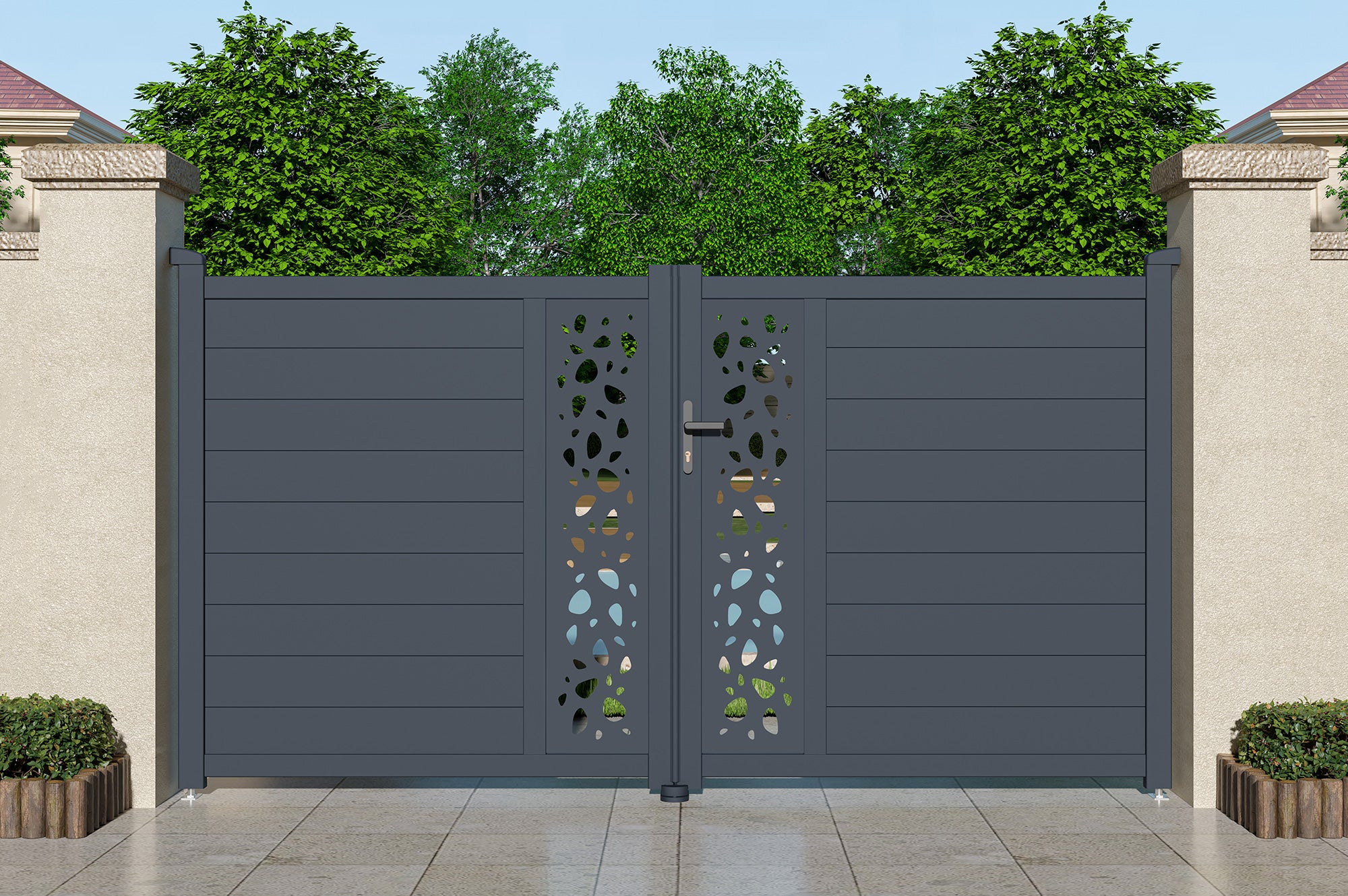 Portail battant 3m SUNNY H.160cm aluminium gris - 9