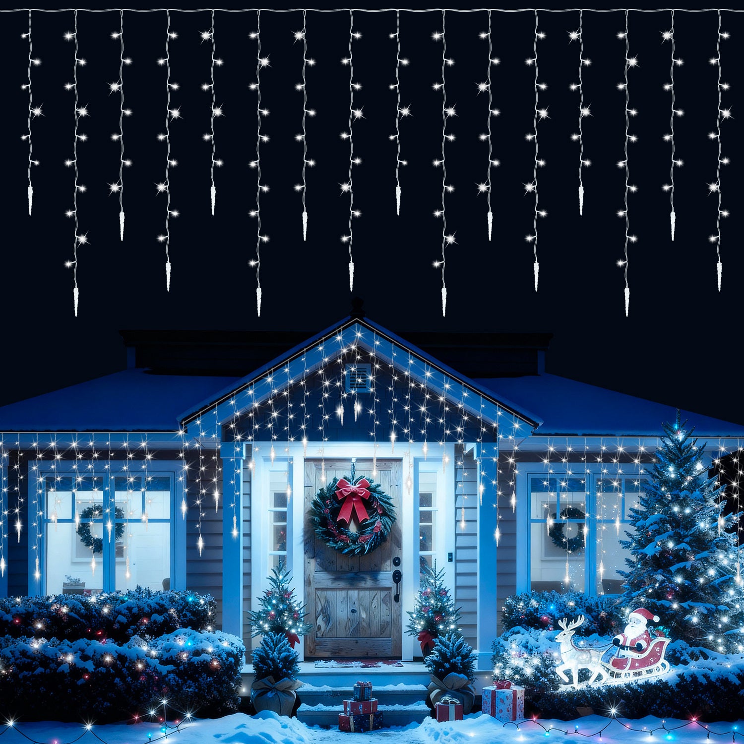 3.5M - Rideau Lumineux Sapin De Noël LED - 96 Éclairage De Noël LED - Rideaux Lumineux