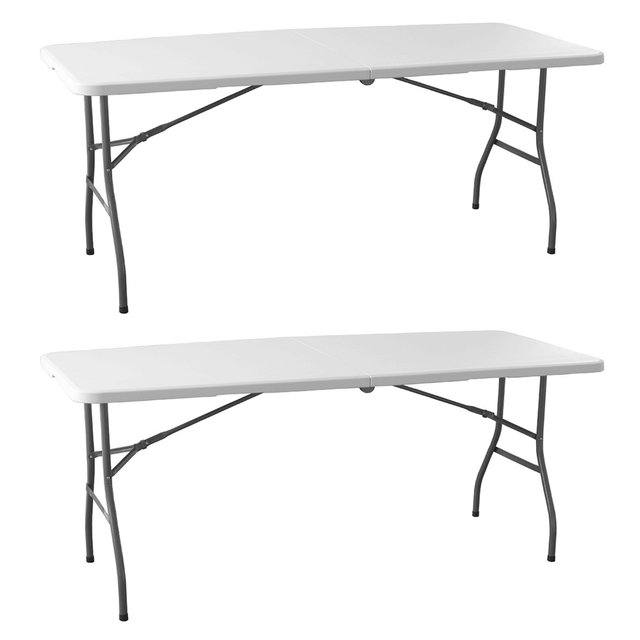Pack 2 Mesas Plegables Rectangular 180 Cm Profesional Catering Hdpe Blanco