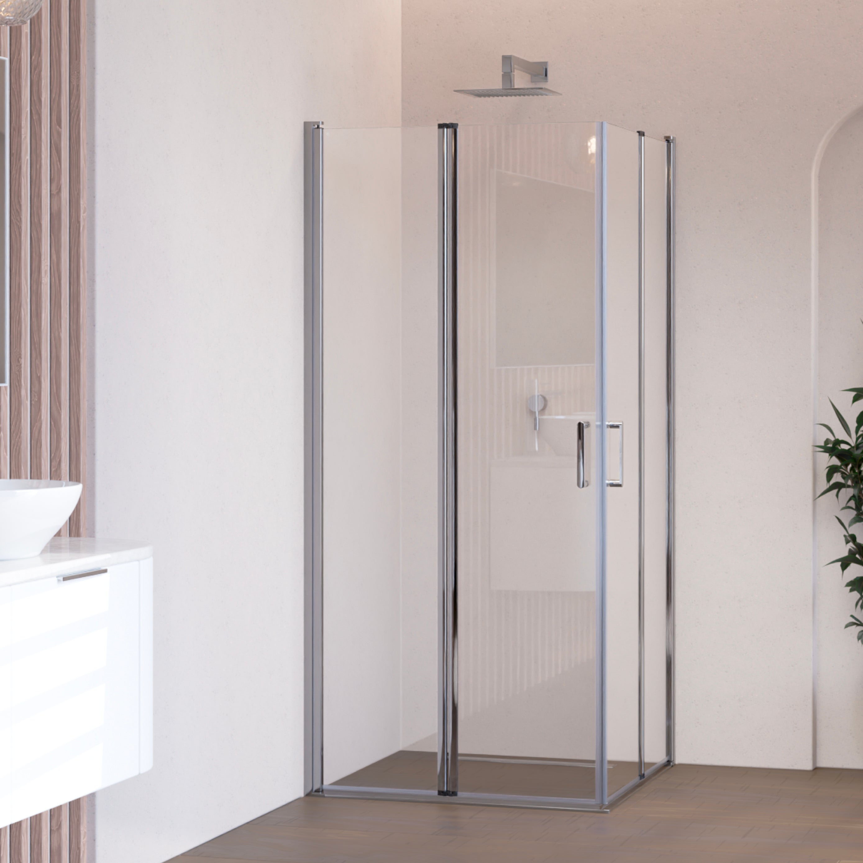 Moments Of Glass  Mampara De Ducha Alina 90X95x180cm, Reversible, Puertas Plegables, Ajuste 88.5-90X93.5-95Cm, Cristal Templado Transparente 6Mm , Leroy Merlin