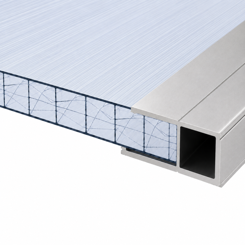 Profil bordure monobloc (en U) - toiture polycarbonate - Coloris - Aluminium, Epaisseur - 10 mm, Longueur - 3 m - 2