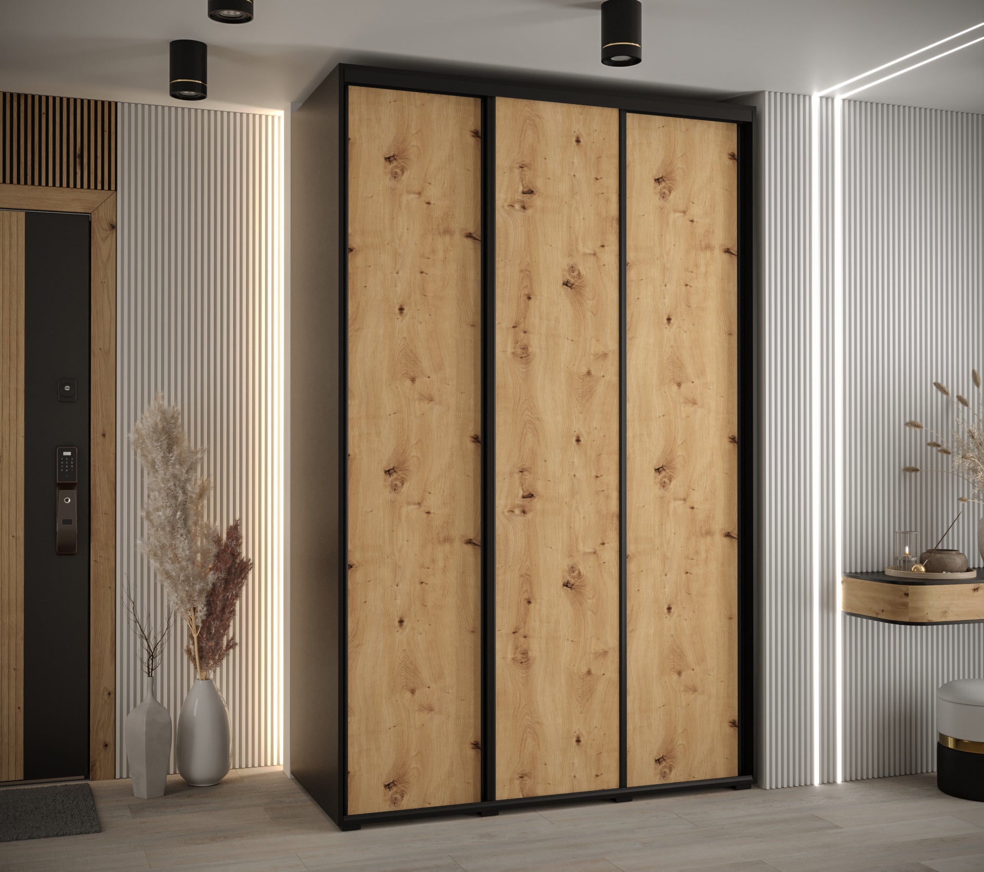 Szafa przesuwna wysoka Davos 1 150 x 45 x 235,2 cm czarny + artisan + u. czarny - Abiks Meble - 2