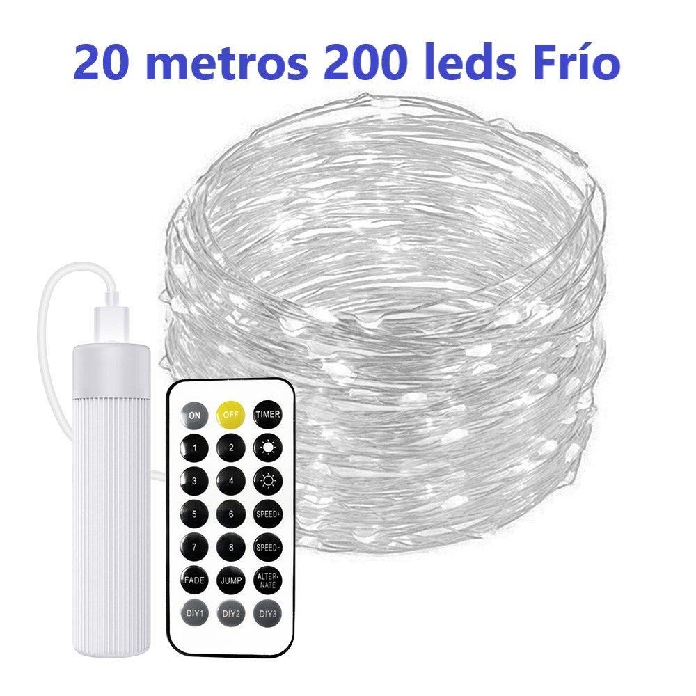 Girlanda świetlna ładowana przez USB 20m 200leds FRIO ze sterowaniem 1800MA bateria