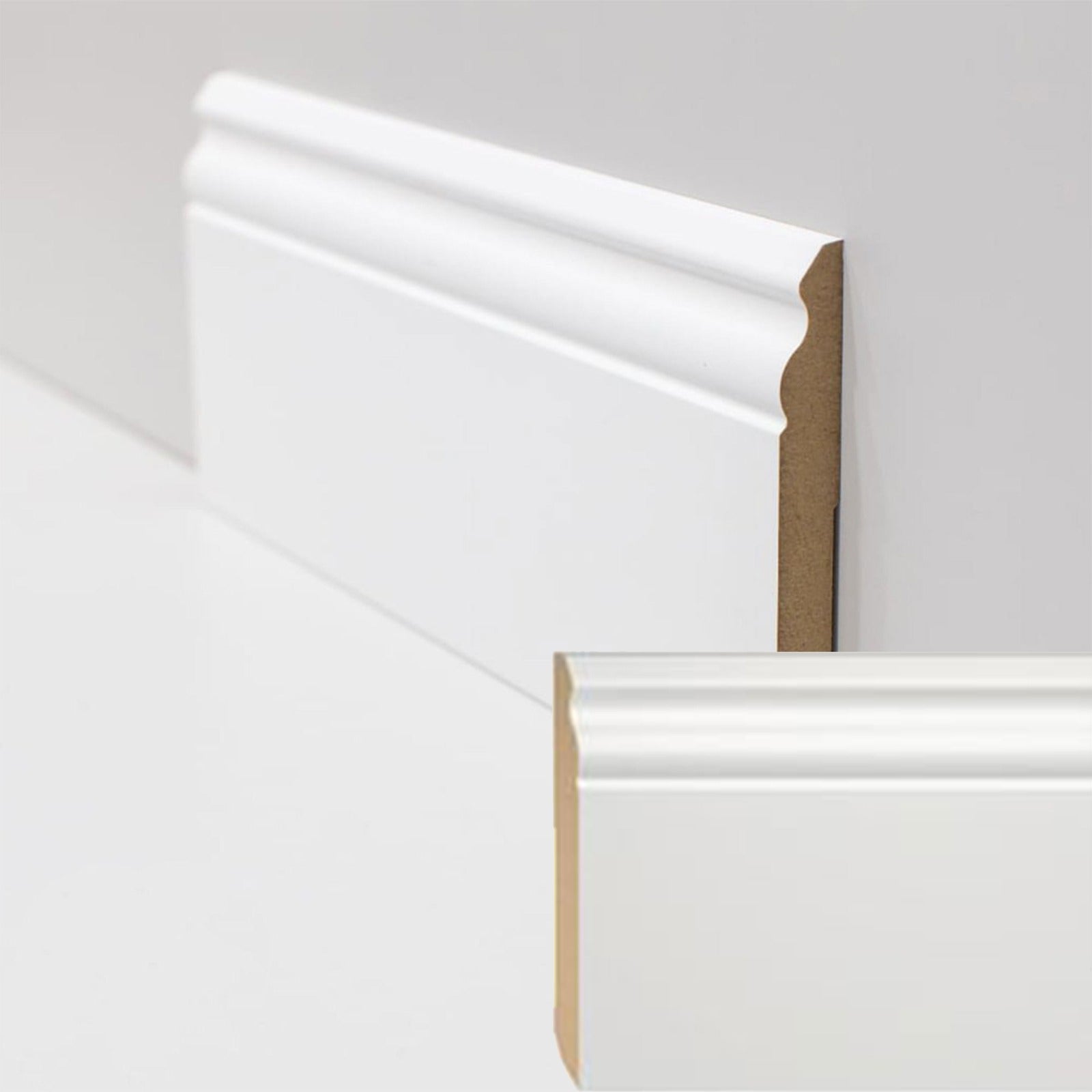 PLINTHE DUCALE EN FIBRE DE BOIS COMPACTE 120X15 BLANC 1 pièce équivaut à 1 mètre - 2