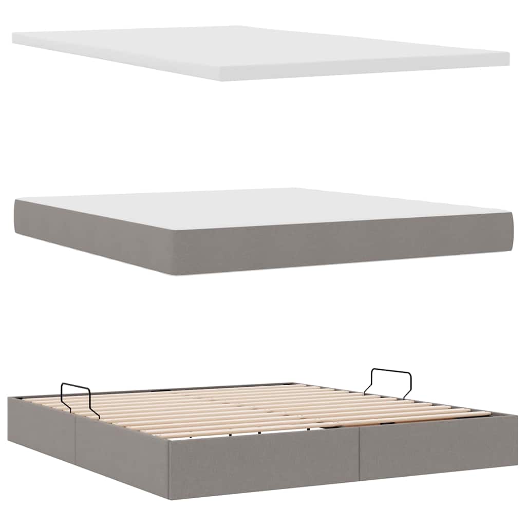 Lit avec rangement et matelas taupe 180 x 200 cm velours - 8