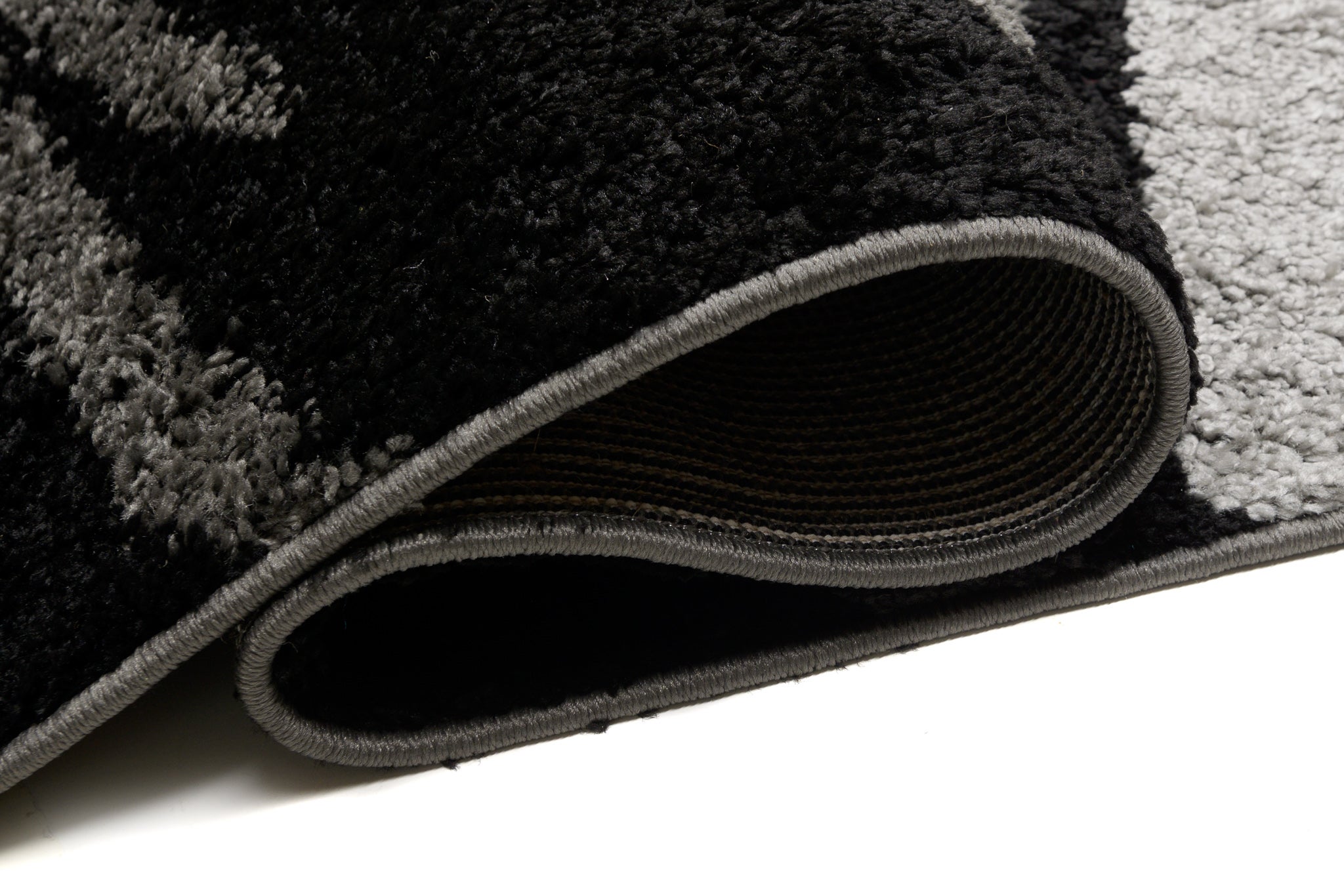 TAPISO Delhi Tapis de Salon Chambre Noir Gris Blanc Ondes Abstrait Moelleux Shaggy Super Doux Poils Longs Epais 60 x 100 cm - 3