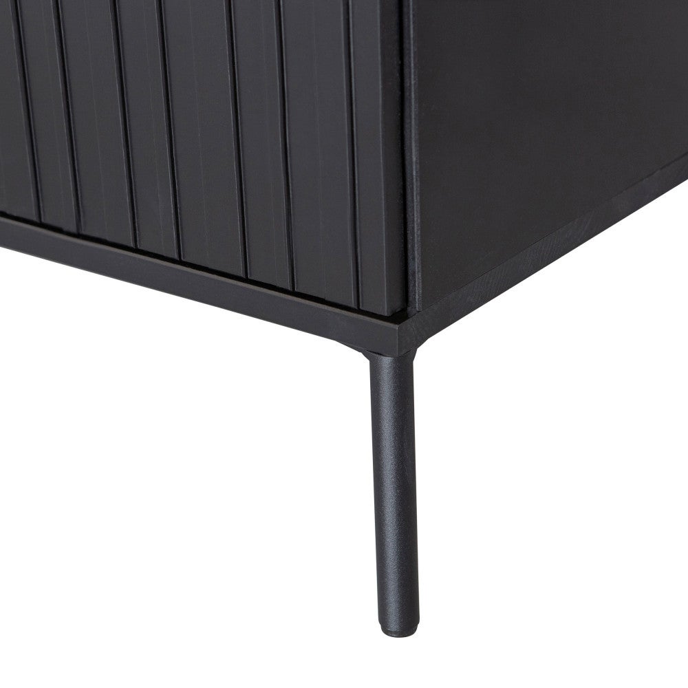 New Gravure - Meuble TV 2 portes en bois L100cm - Noir - 7