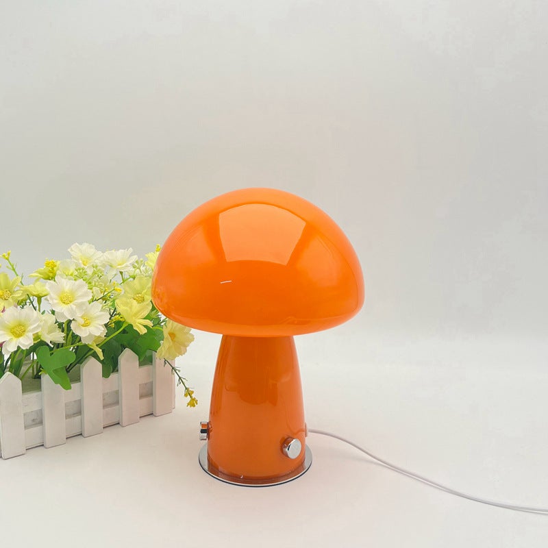 BestAlice Lampe Champignon, Veilleuse Champignon En Verre, Rechargeable Par USB, Trois Couleurs, Intensité Variable, Petite Lampe De Chevet à Rayures, Style Vintage (télécommande Rose