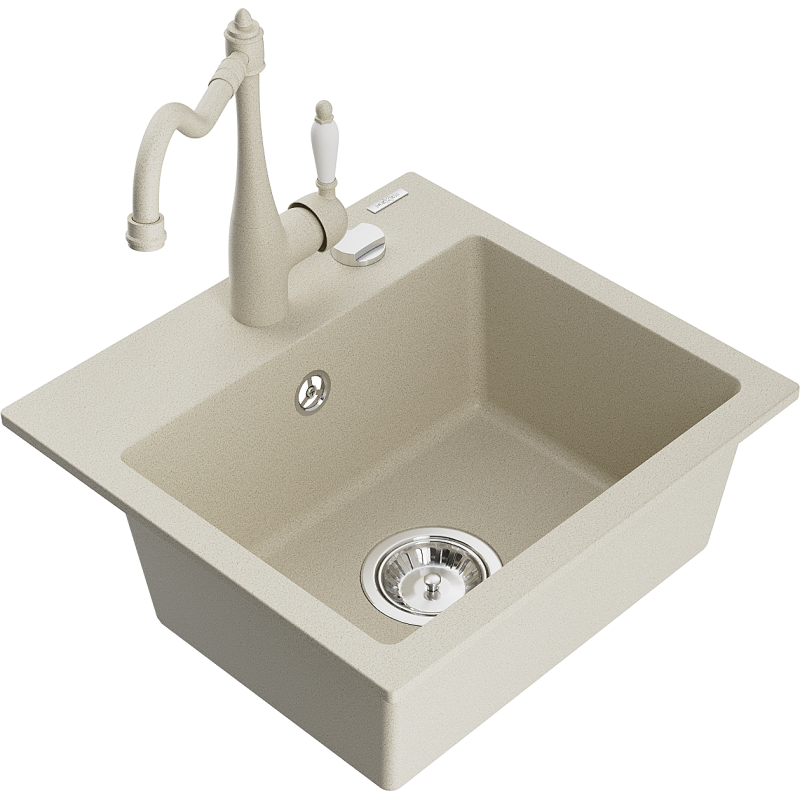Fregadero Cocina Beige 43,6x82cm, Fregadero Granito 2 Senos + Sifón | Leroy Merlin