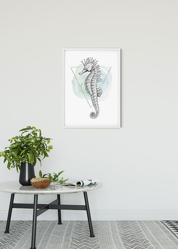 Cartel artístico de komar - sea horse watercolor - talla: 50 x 70 cm