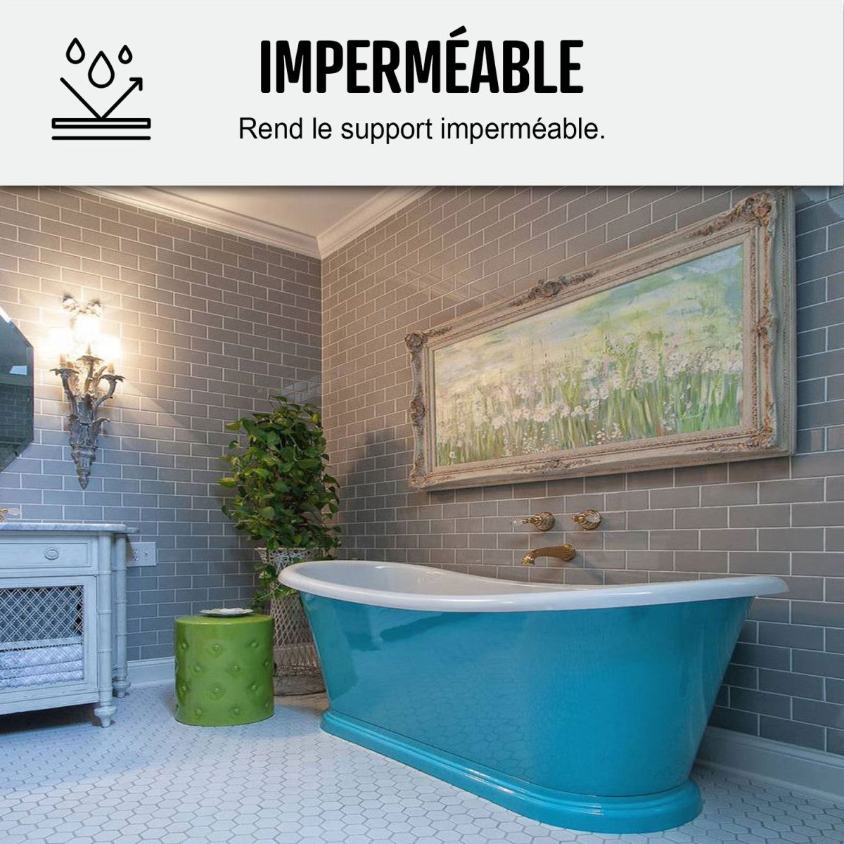PEINTURE BAIGNOIRE LAVABO - Résine Époxy Pour Rénovation - 1 kg (jusqu'à 3 m² en 2 couches) Gris Argent - RAL 7001 - ARCANE INDUSTRIES - 8