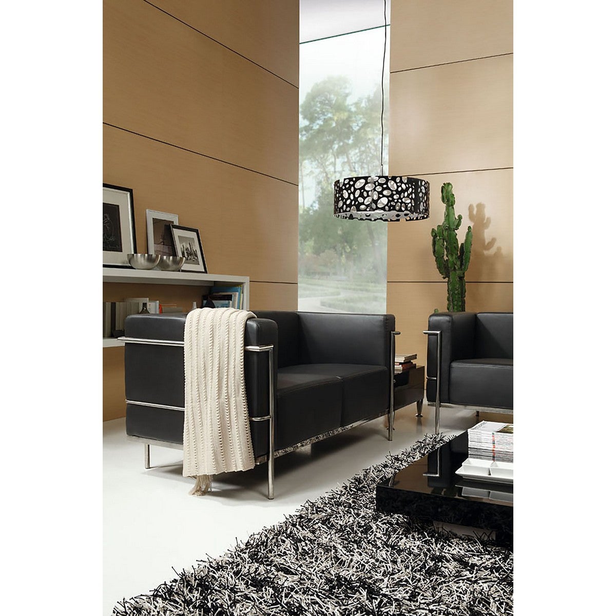 Suspension Lupin 4 Ampoules E27, noir brillant/arylique blanc/chrome poli - 2