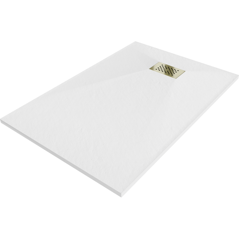 Mexen Hugo brodzik prostokątny SMC 120 x 70 cm, biały, maskownica złota - 42107012-G