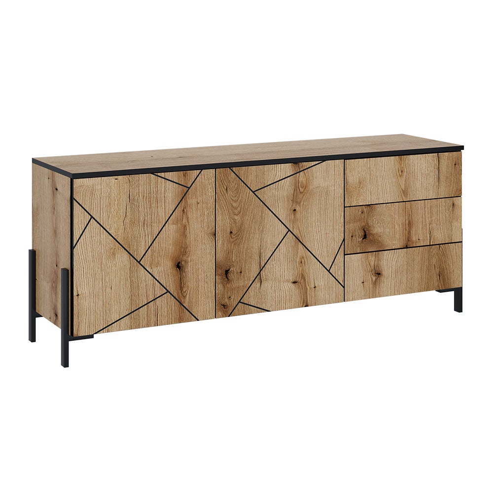 Vicco Lowboard Hatto, Dąb, 150 x 60 cm z drzwiami i szufladami