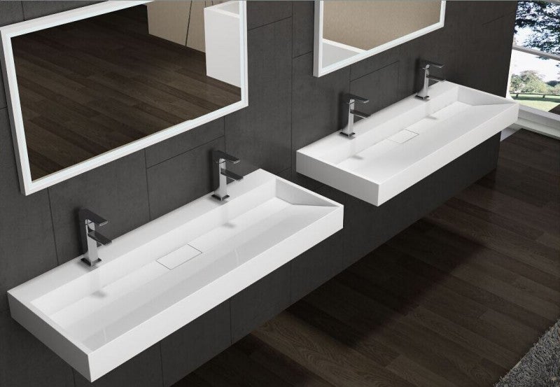 BERNSTEIN - Vasque à poser Lavabo mural en marbre coulé avec 2 trous de