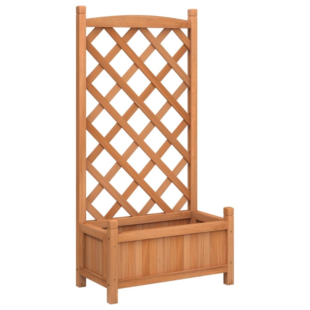 Jardinière, Pot de fleur，Bac à fleurs avec treillis marron bois massif de sapin CFW97955 - 2