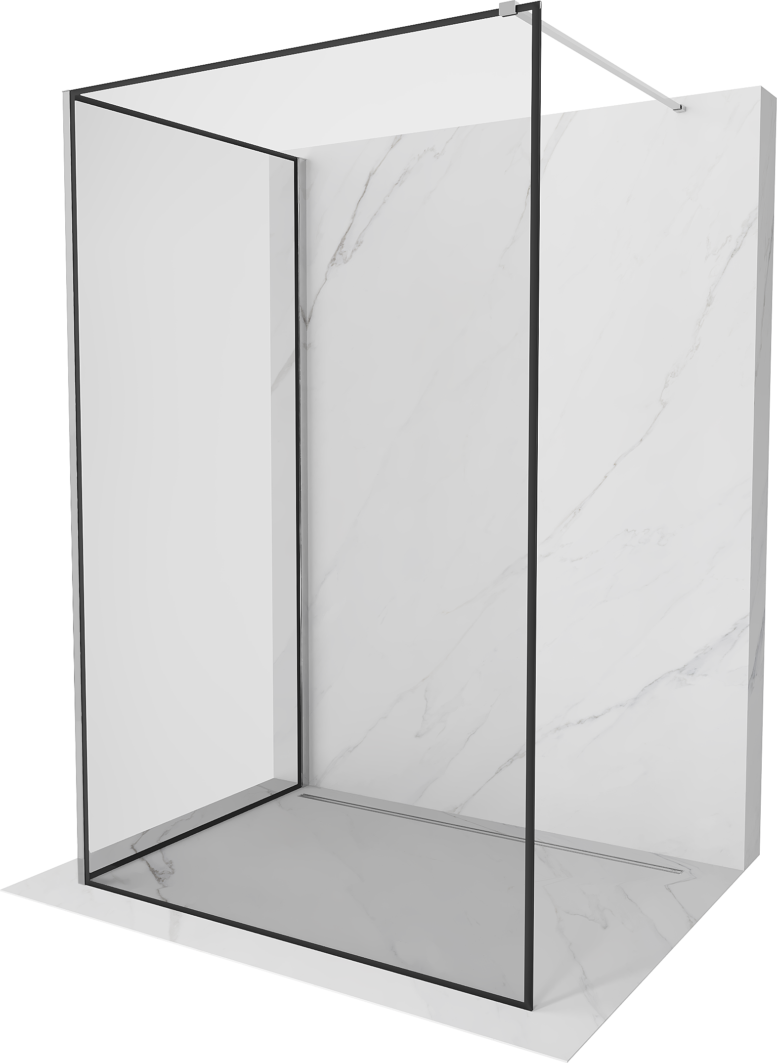 Mexen Kioto ścianka prysznicowa Walk-in 130 x 70 cm, czarna ramka, chrom - 800-130-212-01-70-070