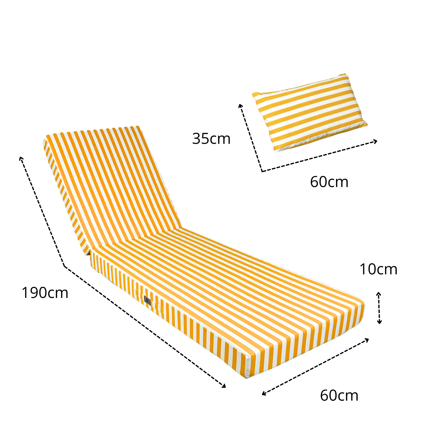 Coussin bain de soleil premium avec coussin - Rayures Jaunes - 5