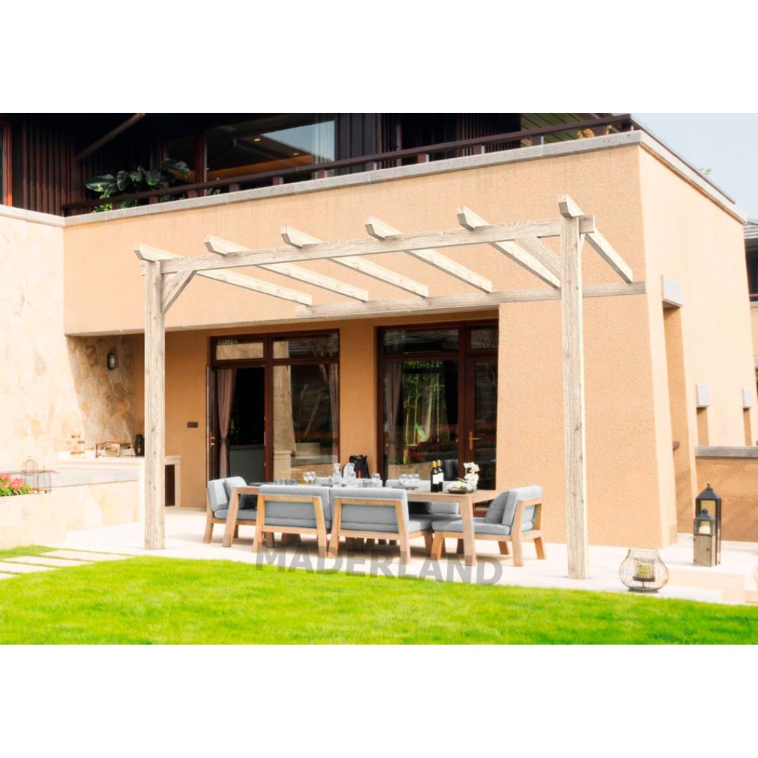 Pergola adossée en bois brut Cadiz 4x3m 12m2 Leroy Merlin