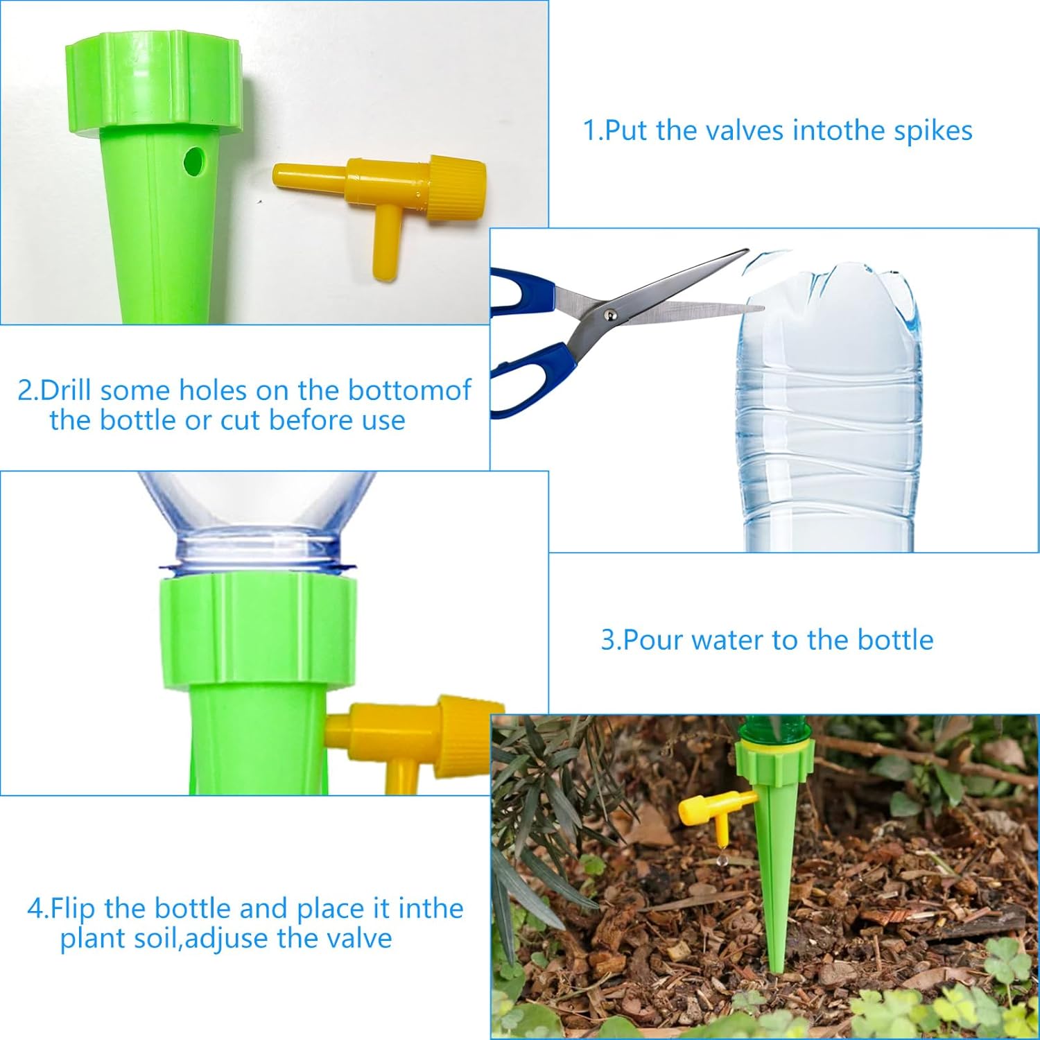 Lot de 20 Irrigation Goutte a Goutte Bouteille, Arrosages Automatiques Réglable, Système d'arrosage de Plantes avec Vanne de Contrôle pour Jardin - 4
