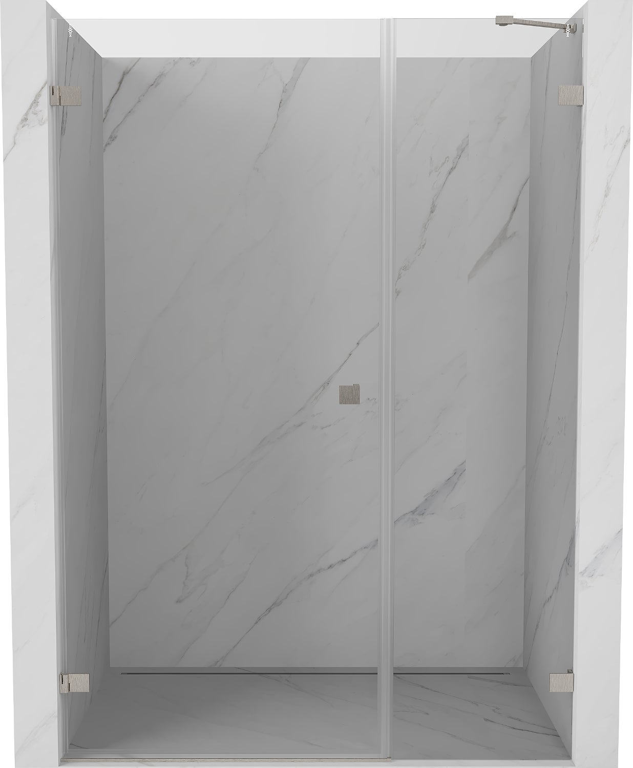 Mexen Lunar-B drzwi prysznicowe uchylne lewe 115 cm, transparent, nikiel szczotkowany - 832S-115-050-97-00-L