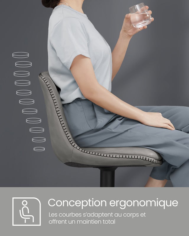 Tabourets de Bar, Lot de 4, Siège Pivotant à Hauteur Réglable, en PU, avec Dossier et Repose-Pieds, Gris Tourterelle - 4