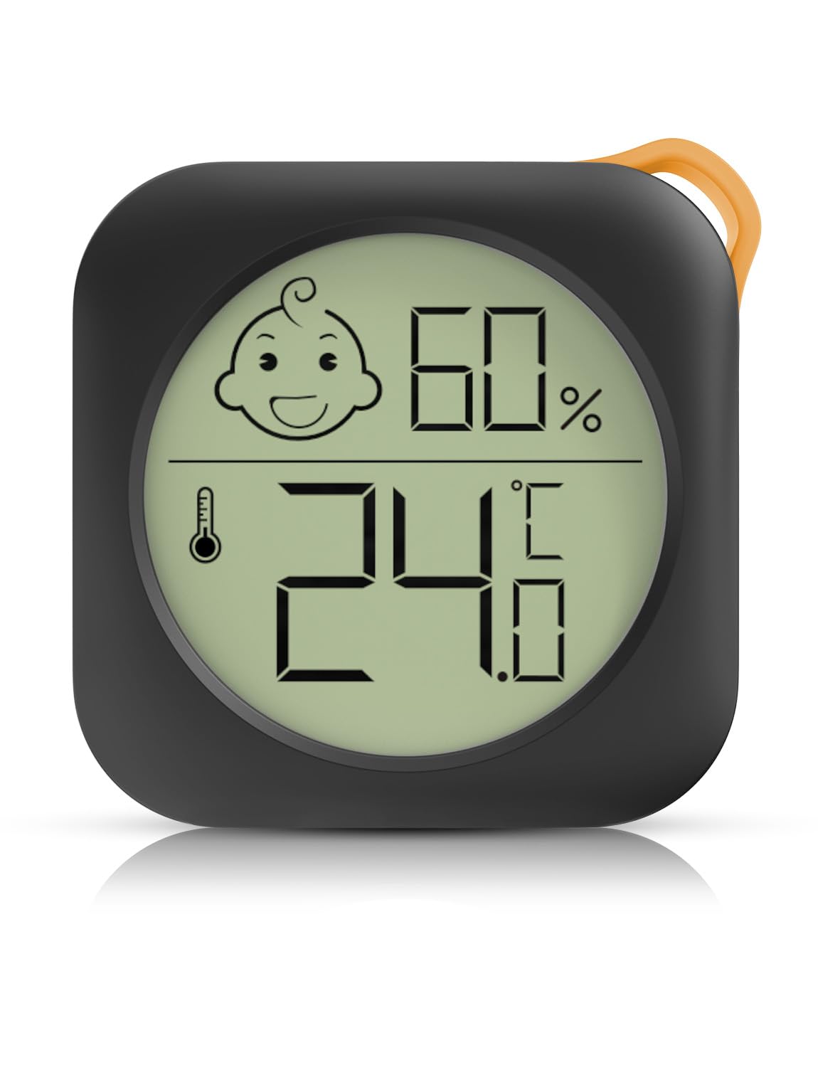 Kompaktowy cyfrowy termometr wewnętrzny z higrometrem, mini monitor temperatury otoczenia i higrometr, wskaźnik temperatury i wilgotności (czarny)
