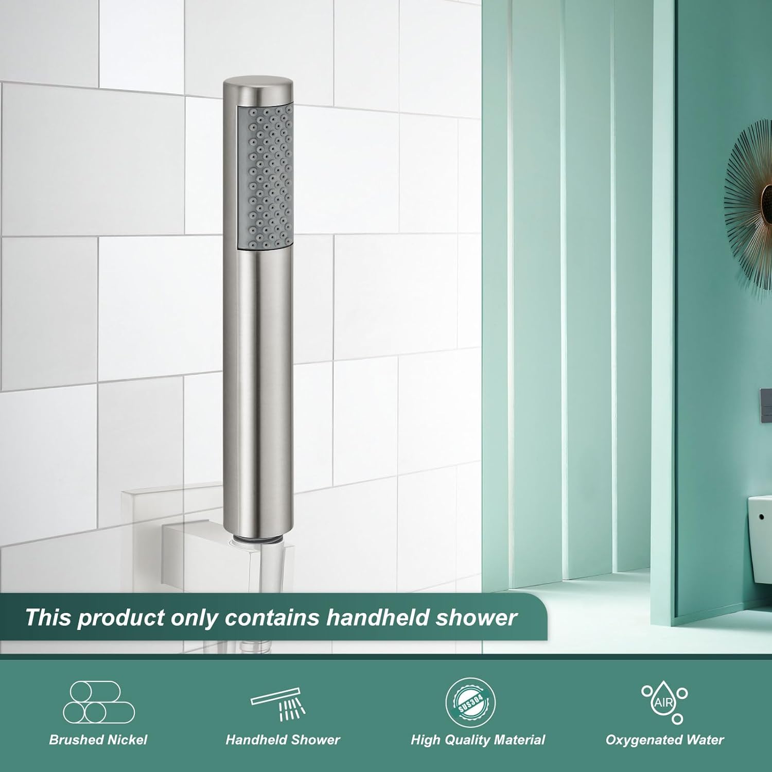 Pommeau de douche à économie d'eau en acier inoxydable 304, pommeau de douche à main haute pression brossé. - 2