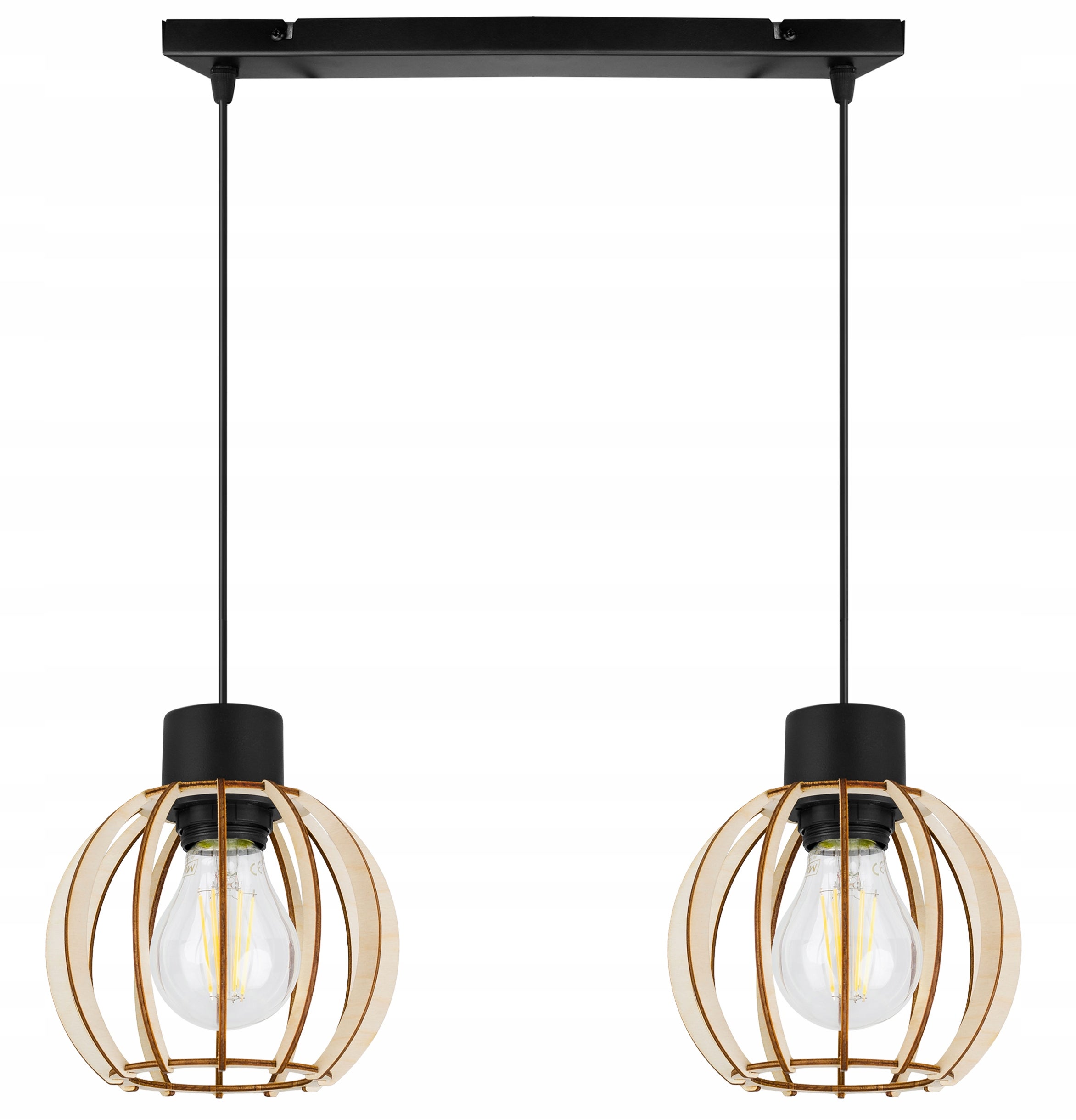 Lampa sufitowa wisząca Timber glam 2xE27 abażur kula drewniana Light Home LH