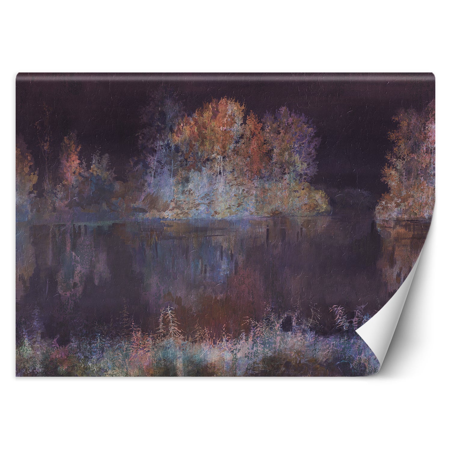 Fototapeta, Widok na jezioro mgła akwarela 200x140