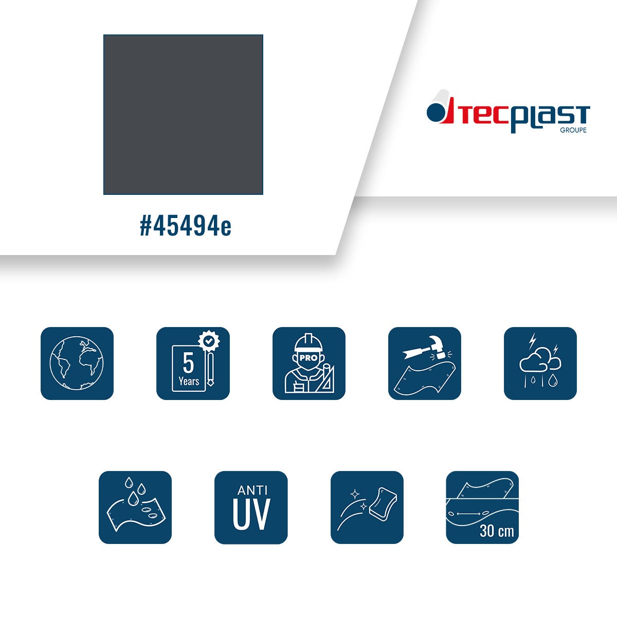 Toile Pergola Gris anthracite 3x4 m - Garantie 5 ans TECPLAST - LP506PR - Bâche Pergola ou Tonnelle étanche en PVC pour terrasse - 8