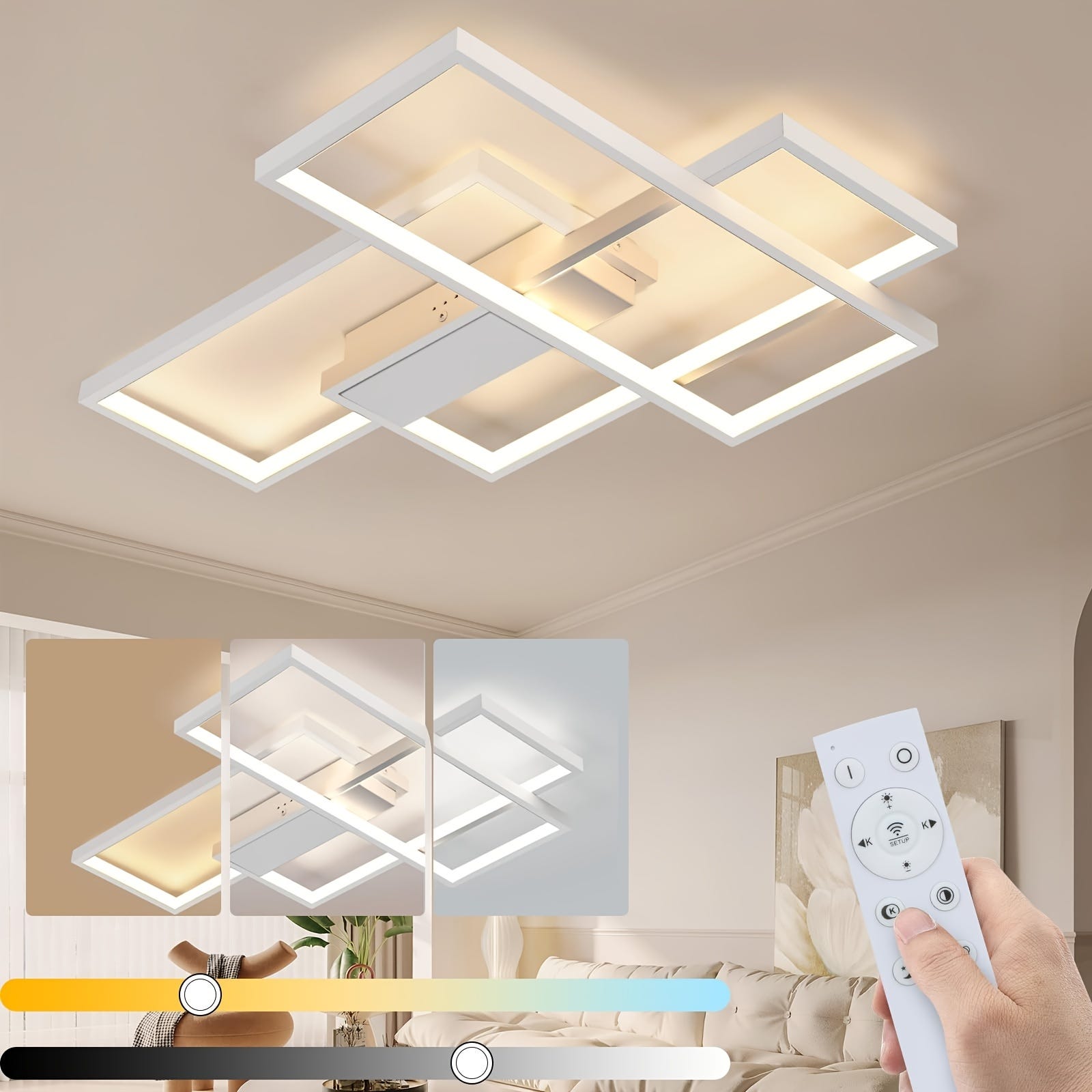 Plafonnier LED Moderne 100cm 88W Avec T l commande Dimmable Cristal Plafonnier LED Moderne 100cm 88W Avec T l commande Dimmable Cristal