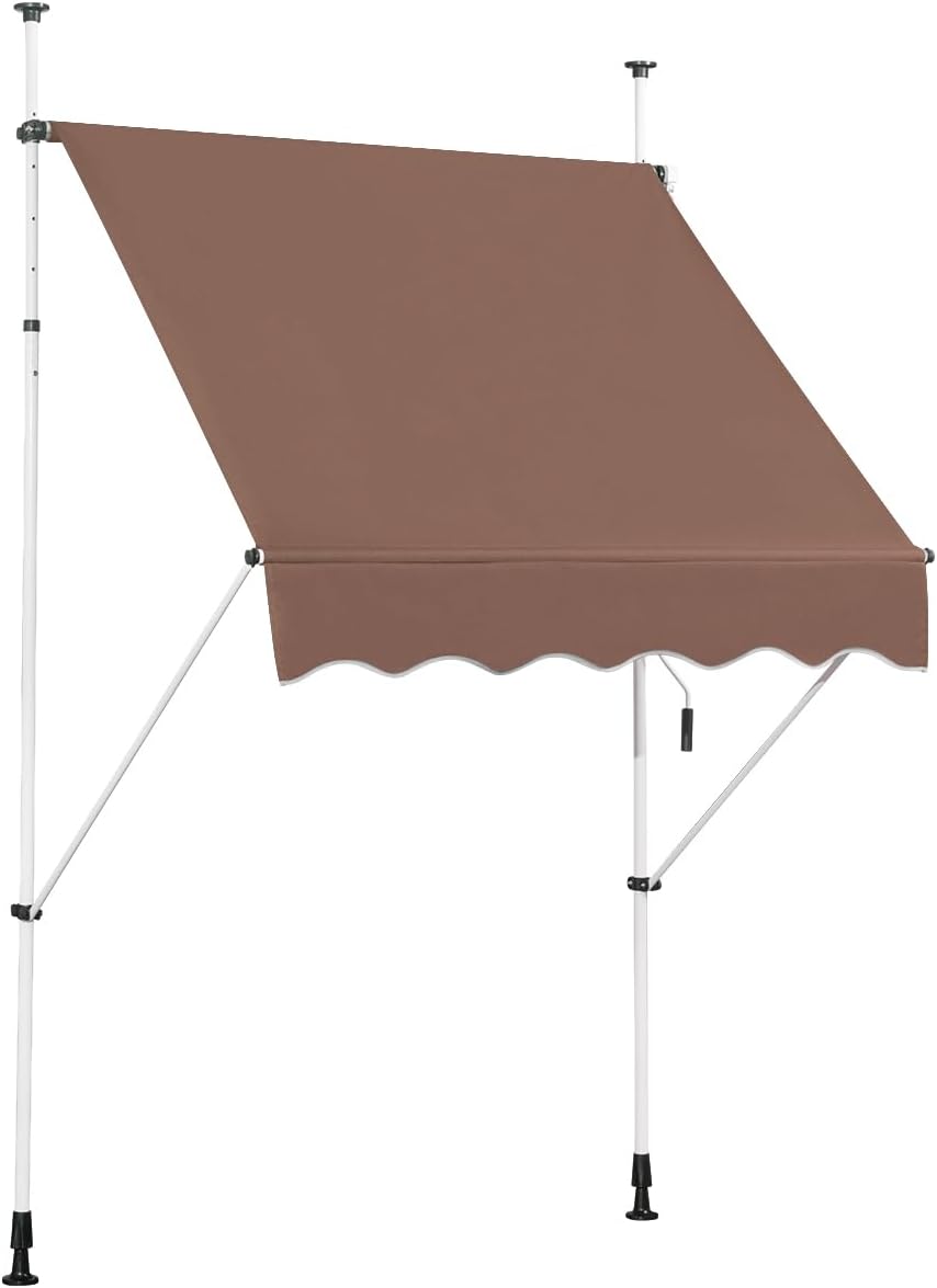 Toldo retráctil manual, toldo enrollable impermeable con manivela, altura ajustable 2-3m, toldos exterior terraza balcón jardín (marrón, 1,5 m)