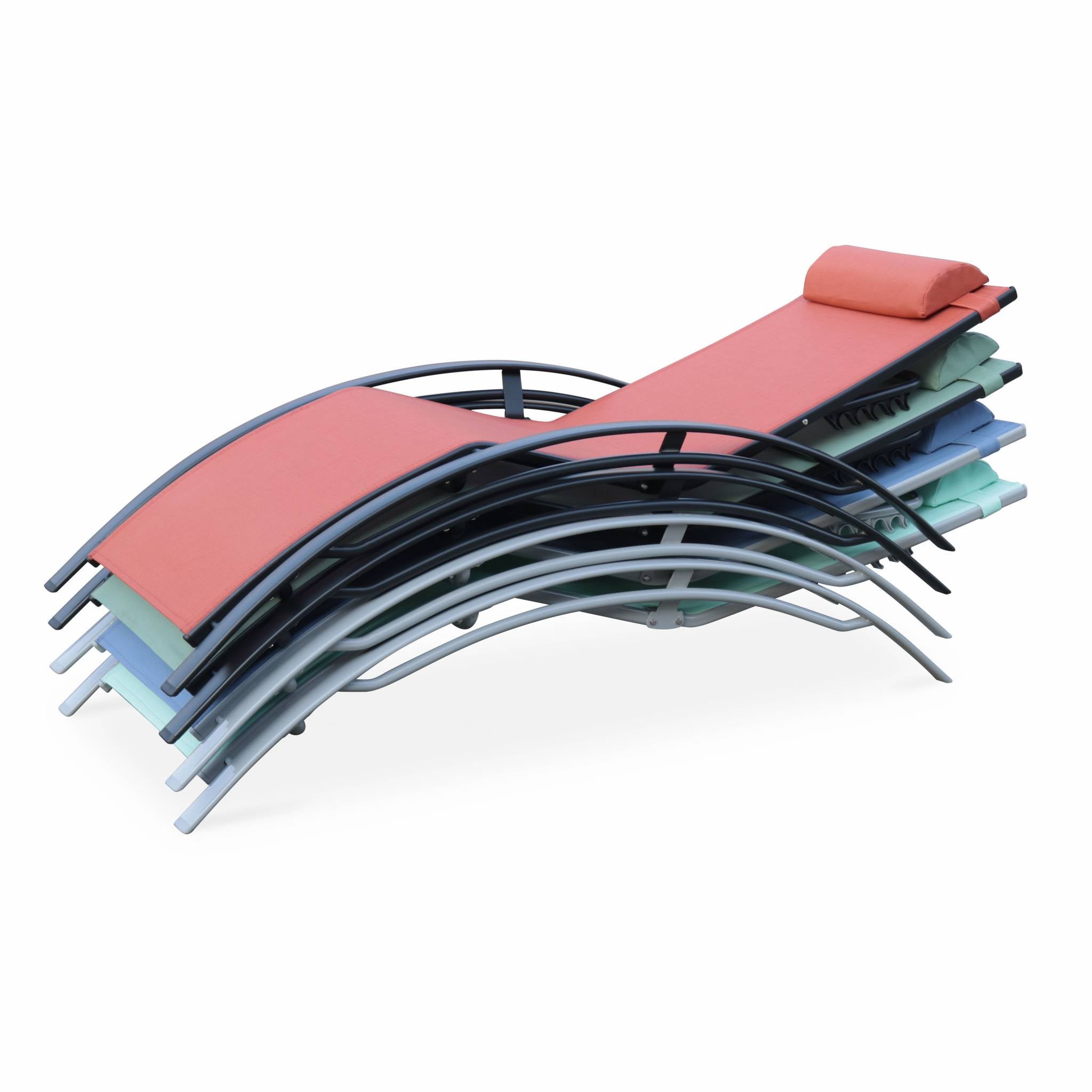 Duo de bains de soleil aluminium - Louisa terracotta- Transats aluminium et textilène LOUISA - 6