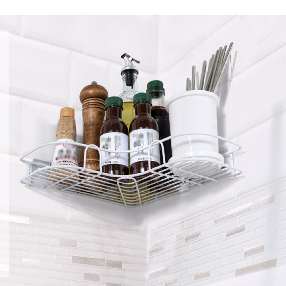 Étagère de Douche Angle Sans Perçage, Porte Savon en Inox, Accessoires Autocollants pour Salle de Bain et Cuisine (Noir) - 4