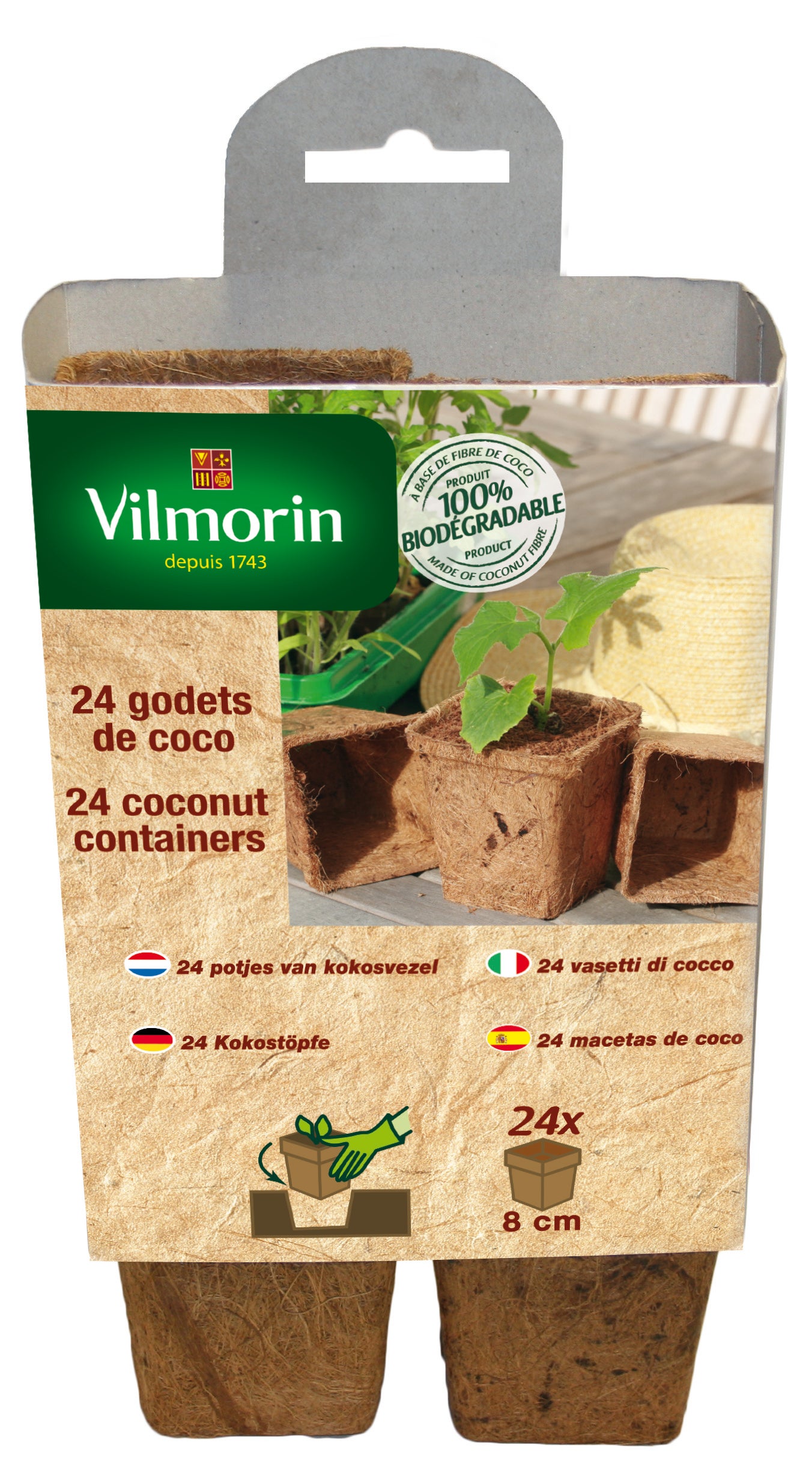 Vasi Biologici In Fibra Di Legno, Diametro 8 Cm, Senza Torba, Confezione Da 48, Gardening Naturally