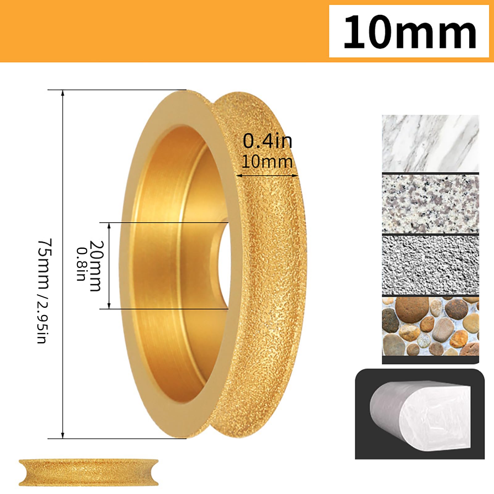 Meuleuse d'angle diamant brasé pour pierre, marbre, granit, carrelage et céramique - Meule à bords français pour coupe précise - 3