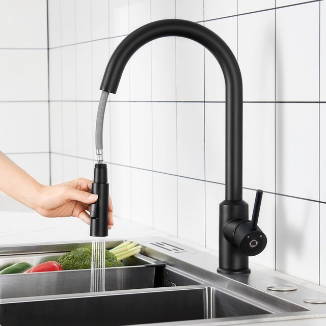 Cecipa max Mitigeur de Cuisine avec Douchette Extractible - Noir - en Acier Inoxydable Mitigeur Cuisine d'Évier - 2 Fonctions Mélangeur d,EU Modèle